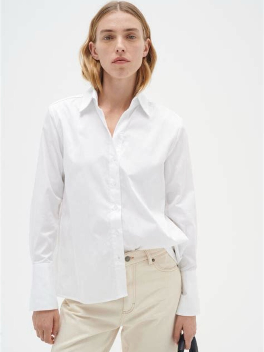 Classic Women's White Button-Up Blouse